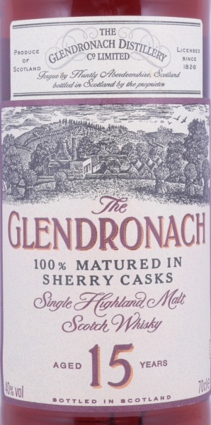 Glendronach 15 Years Old Bottling 100% Matured in Sherry Casks Highland Single Malt Scotch Whisky 40.0%