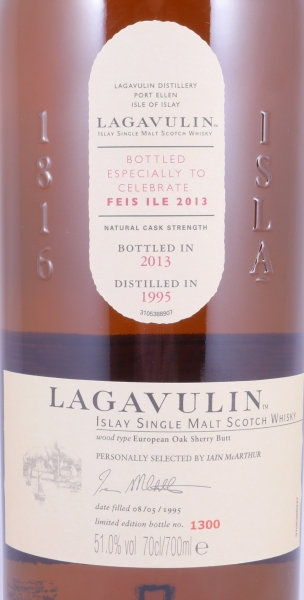 Lagavulin 1995 17 Years European Oak Sherry Butts Feis Ile 2013 Limited Edition Islay Single Malt Scotch Whisky Cask Strength 51,0%