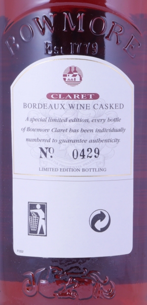 Bowmore Claret Bordeaux Wine Casked Limited Edition Islay Single Malt Scotch Whisky Cask Strength 56.0%