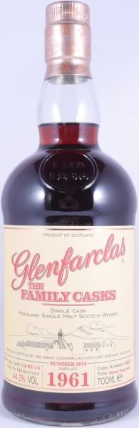 Glenfarclas 1961 53 Years The Family Casks First Fill Sherry Hogshead Cask No. 3054 Highland Single Malt Scotch Whisky 44,2%