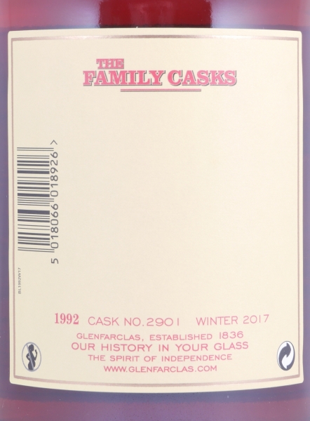 Glenfarclas 1992 25 Years The Family Casks First Fill Sherry Butt Cask No. 2901 Highland Single Malt Scotch Whisky 57,6%