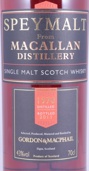 Macallan Speymalt 1970 41 Years First Fill Sherry Cask Gordon und MacPhail Highland Single Malt Scotch Whisky 43,0%