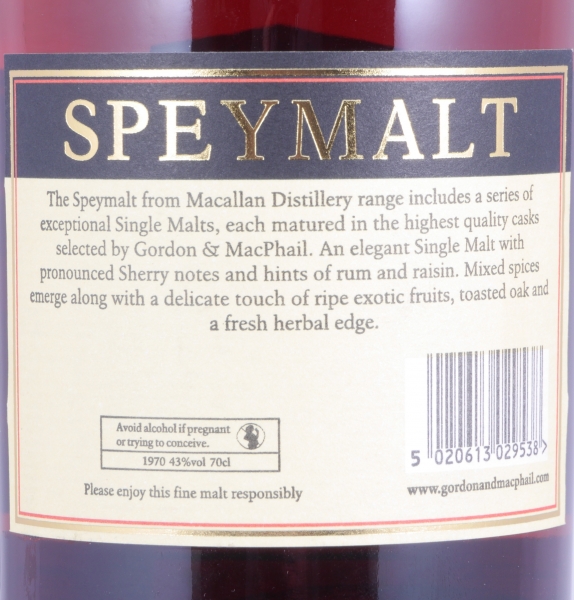 Macallan Speymalt 1970 41 Years First Fill Sherry Cask Gordon und MacPhail Highland Single Malt Scotch Whisky 43,0%