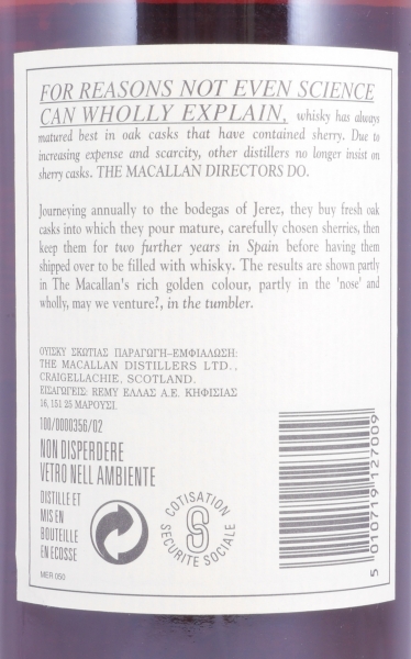 Macallan 12 Years Sherry Wood Highland Single Malt Scotch Whisky Round Tin 43.0%