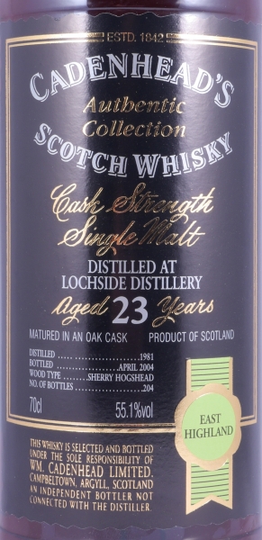 Lochside 1981 23 Years Sherry Hogshead Cadenhead Highland Single Malt Scotch Whisky Cask Strength 55.1%