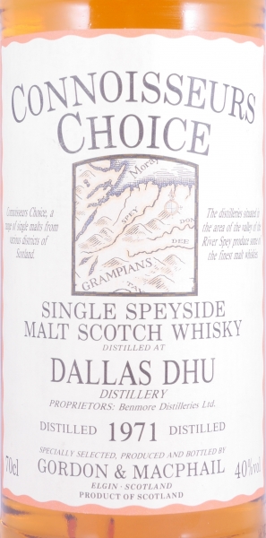 Dallas Dhu 1971 23 Years Gordon und MacPhail Connoisseurs Choice Gold Screw Cap Speyside Single Malt Scotch Whisky 40,0%