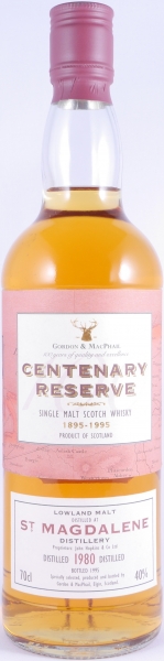 St. Magdalene 1980 15 Years Oak Casks Gordon and MacPhail Centenary Reserve Lowland Single Malt Scotch Whisky 40.0%