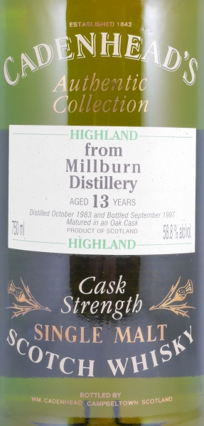 Millburn 1983 13 Years Oak Cask Cadenhead Highland Single Malt Scotch Whisky Cask Strength 58.8%
