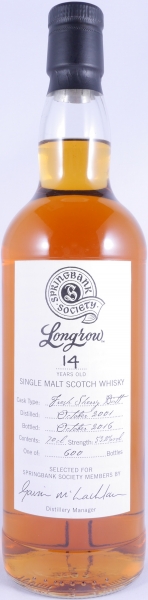 Longrow 2001 14 Years Fresh Sherry Butt Springbank Society Campbeltown Single Malt Scotch Whisky Cask Strength 53,2%