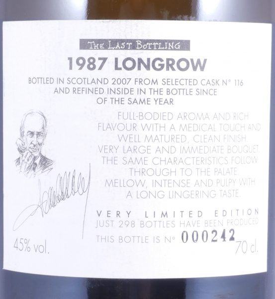 Longrow 1987 20 Years Oak Cask No. 116 Samaroli Very Limited Edition The Last Bottling Campbeltown Single Malt Scotch Whisky 45.0%