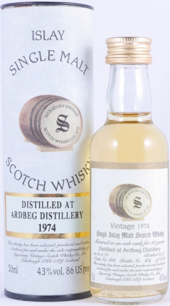 Ardbeg 1974 23 Years Oak Cask No. 668 Miniature Signatory Vintage Islay Single Malt Scotch Whisky 43.0%